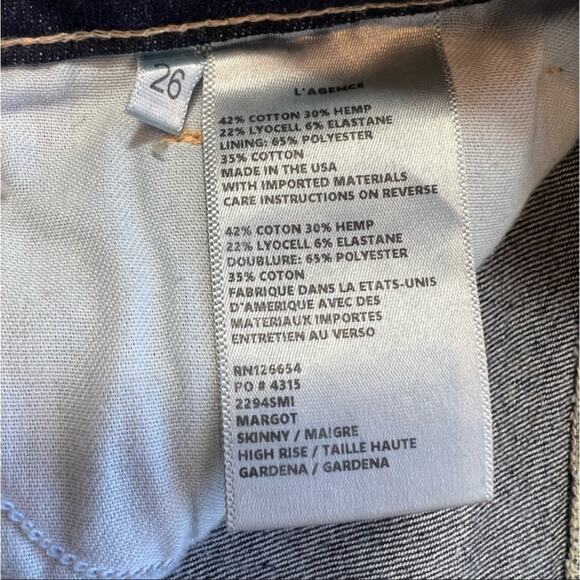 L’AGENCE Margot High Rise Skinny Blue Jeans Size 26 - Picture 8 of 9